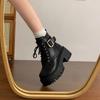 Thick-soled British Martin boots women's 2025 new autumn and winter small man height increase black lace-up short boots