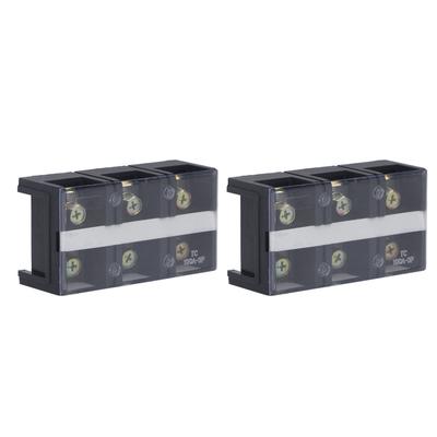 2pcs Wire Barrier Block Terminal Strip Professional TC Fixed 600V 100A Dual Row Screw Terminal