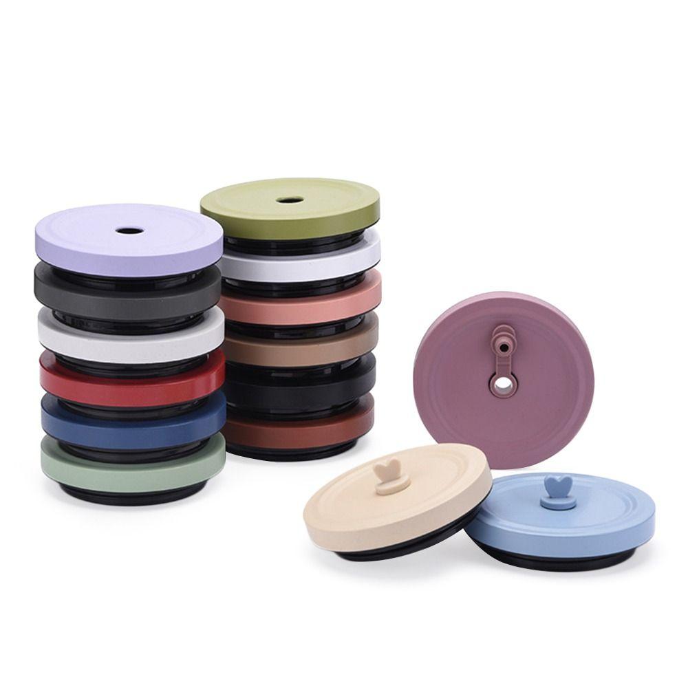 Stainless Steel Milk Tea Cup Lid With Straw Hole Bottle Cover Portable Straw Cup Accessories