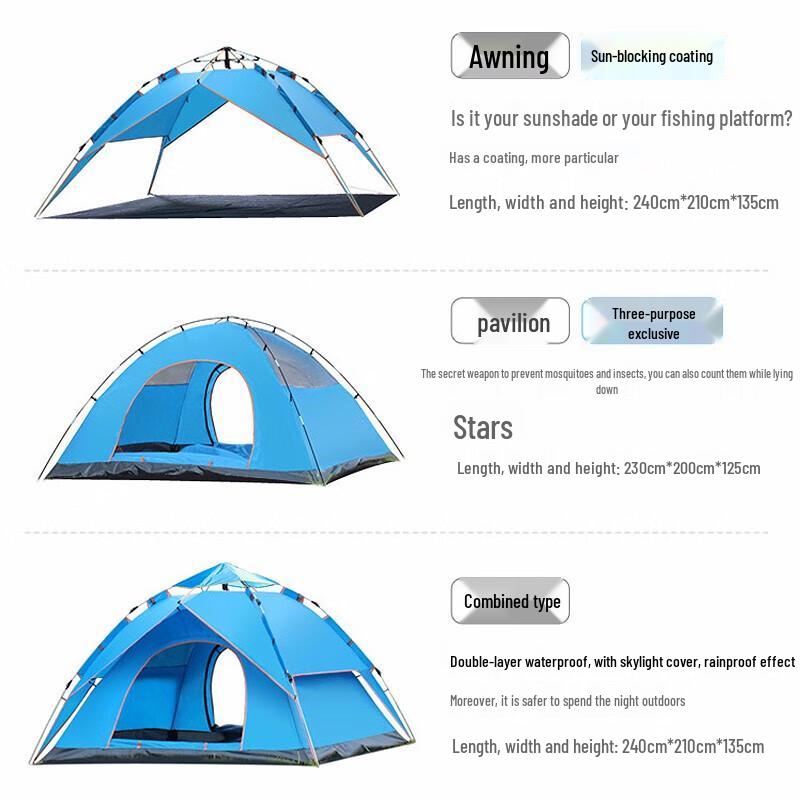 Tri-polar Automatic Pop-Up Camping Tent