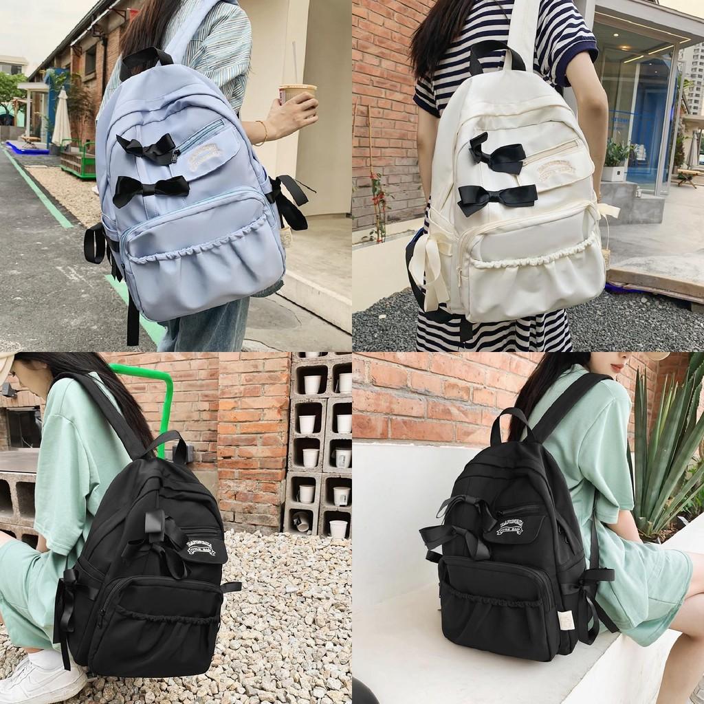 Bowknot Backpack Student Breathable Schoolbag Laptop Bag Outdoor Gift Portable