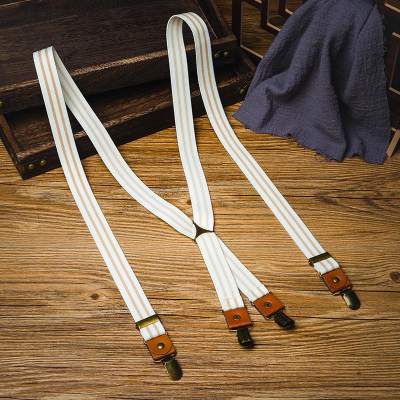 American Retro X-Stripe Non-Slip Unisex Suspenders - Groomsmen Suit Decor
