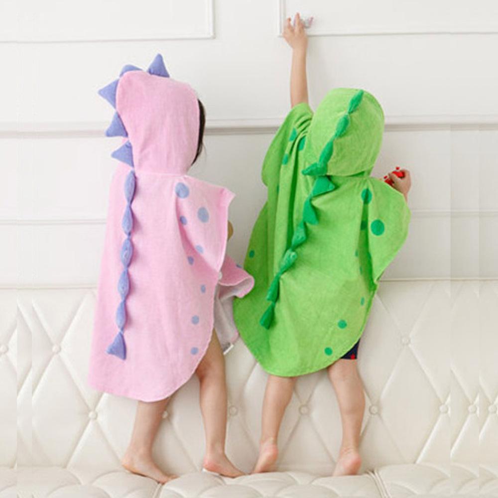 Children'S Bath Towel Cape Hooded Cotton Absorbent Boy And Girl Baby Bath Hot Spring Beach Swimming Dinosaur Bathrobe