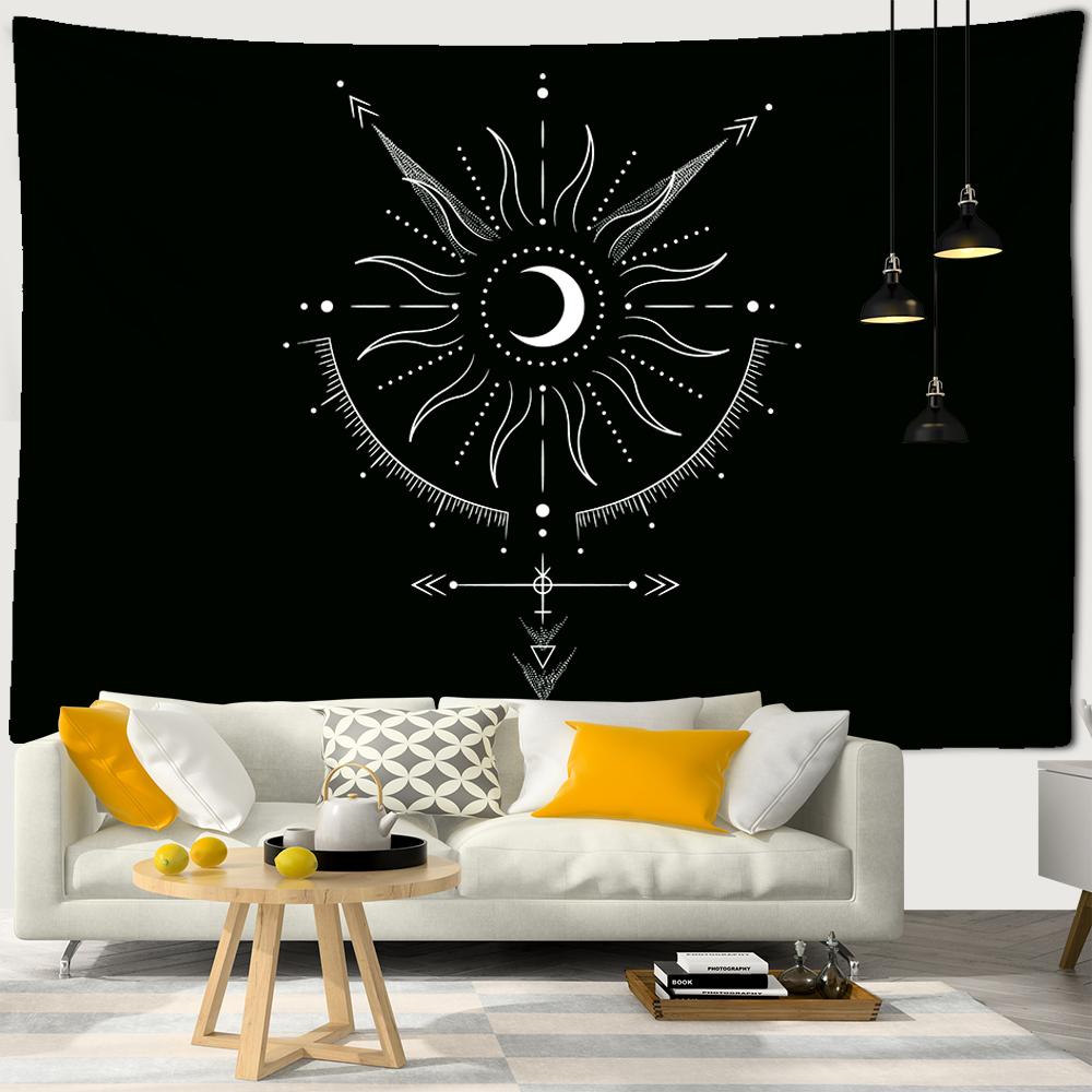 

Черно-Белое Солнце Луна Звездное Небо Гобелен Колдовство Пляжное Полотенце Галактика Планета Созвездие Гобелен Декор Бохо Хиппи Настенный Подвес 95x70CM