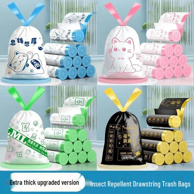 Extra silné velké pytle na odpadky se stahovací šňůrkou odpuzující komáry pro použití na kolejích a v domácnosti