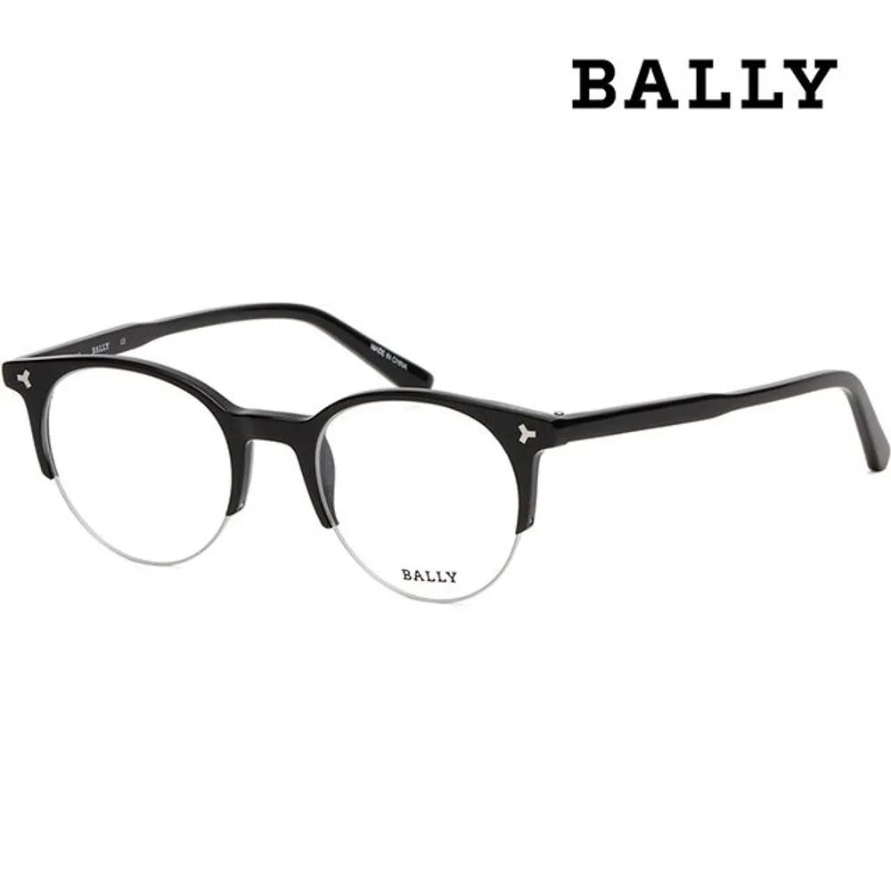 Bally Eyeglass Frames BY5018 001 Round Semi-rimless Men s Women s Semi-horn-rimmed
