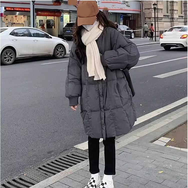 Winter Down Padded Jacket Women's Mid-length Thick Padded Jacket Large Size Loose Casual Padded Jacket Retro Style Jacket Trend