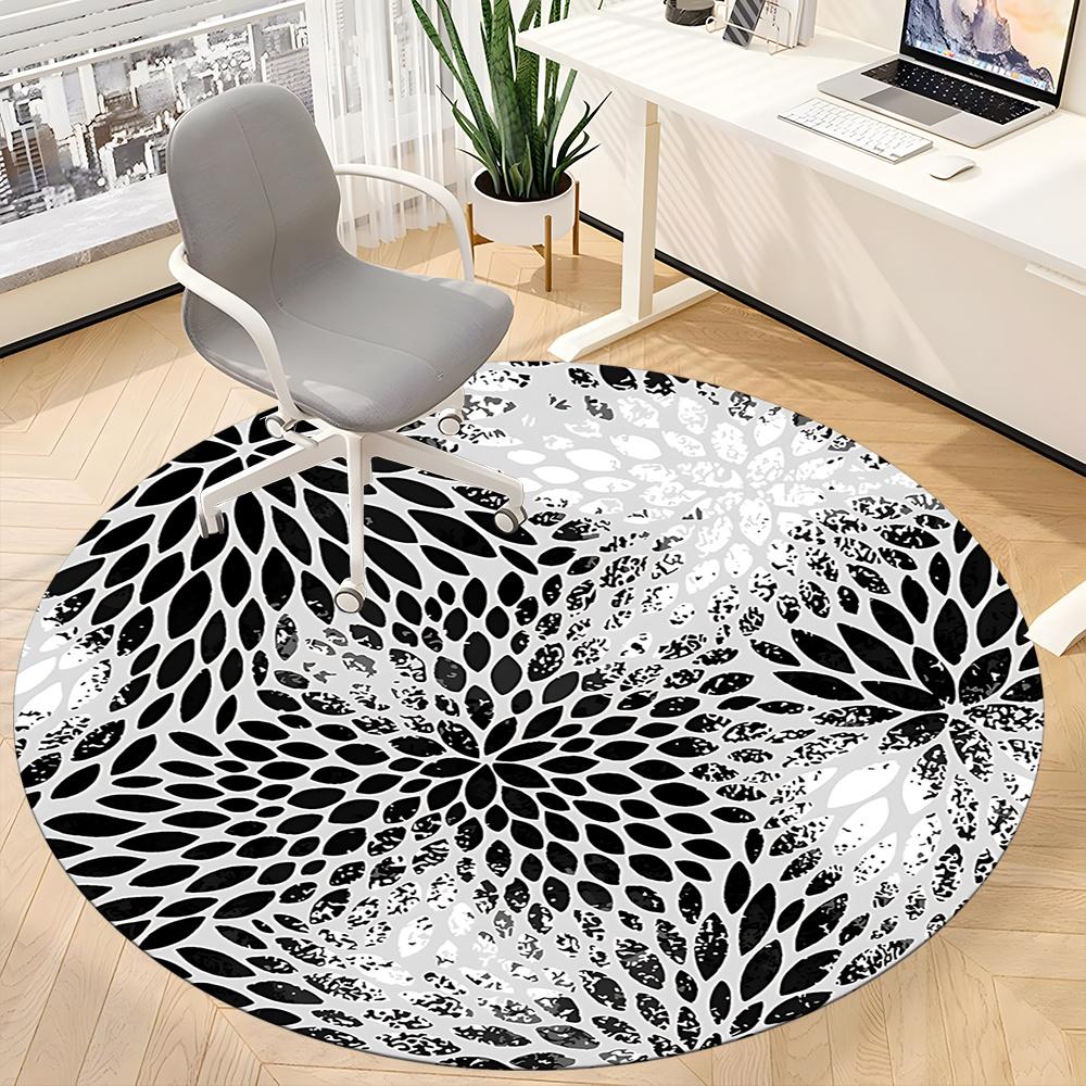 1pc Floral Pattern Office Round Area Rug, Indoor Mat Suitable ForOffice, Under Office Chairs Bedroom Living Room Home Decor, Room Deco 007