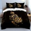 Golden Mythical Beast Design Bedding Duvet Cover Set  (1*Duvet Cover 2*Pillowcases, Without Duvet Insert)