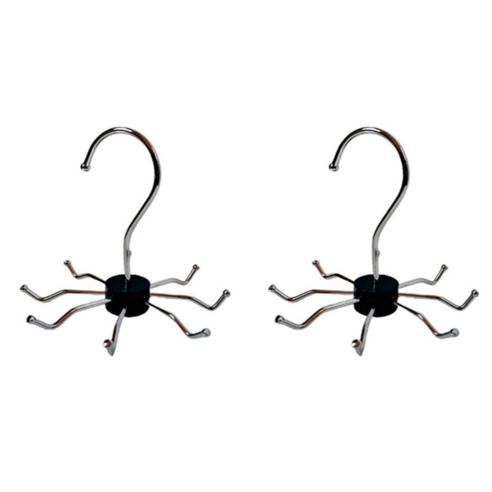 

2Pcs Practical Carbon Steel 8 Claw Hooks 360° Rotatable Large Capacity Scarf Rack Space Saving Hanging Belt Hanger Bra чорний