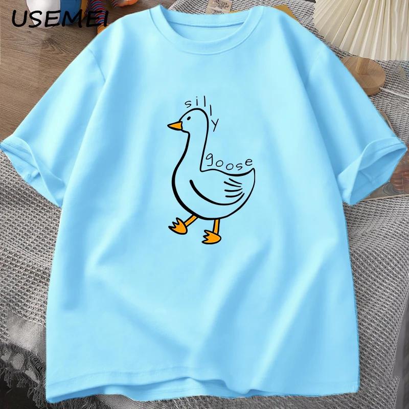 Silly Goose University O Neck Tee Shirt Men Clothes Tees Cotton Casual Print T Shirts Summer Unisex O Neck Mens Clothes Tops