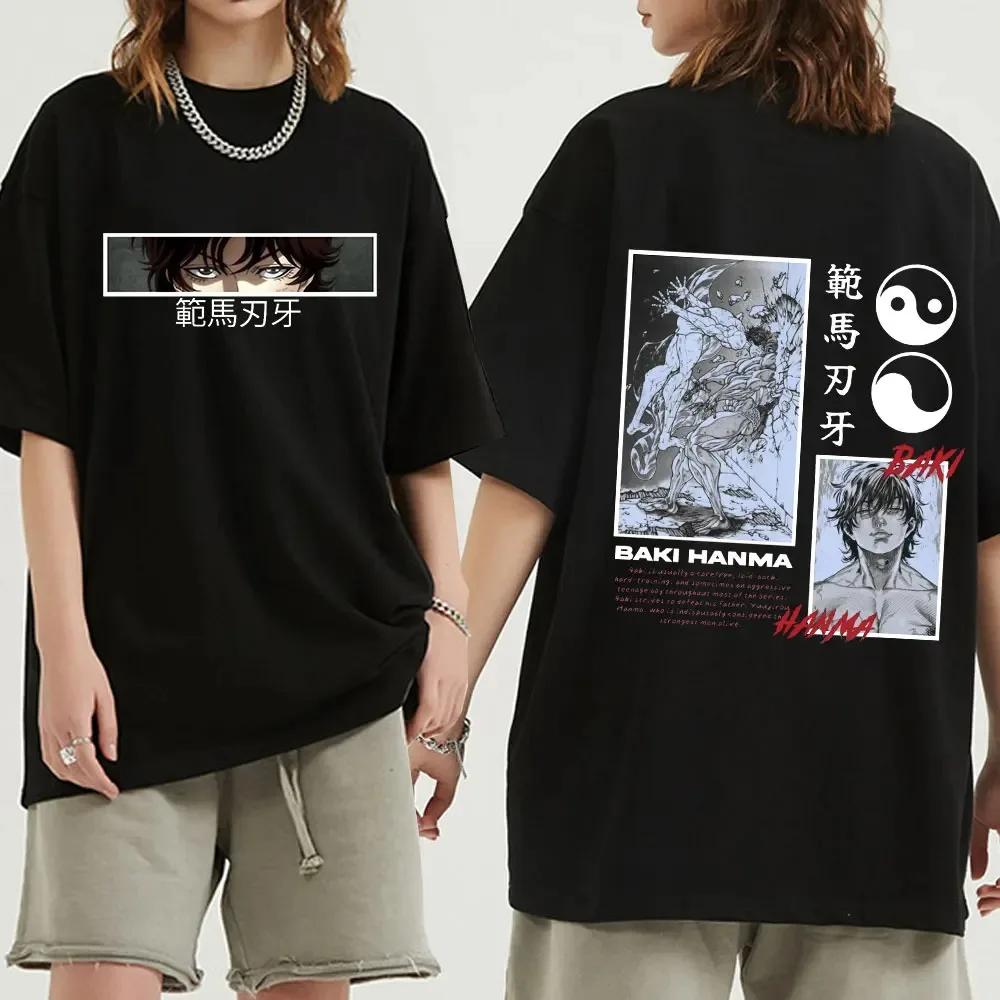 Japonské anime Baki Hanma The Grappler Grafický potisk Tričko Ležérní Móda Crew Krátký rukáv Tričko větší velikosti Dámské