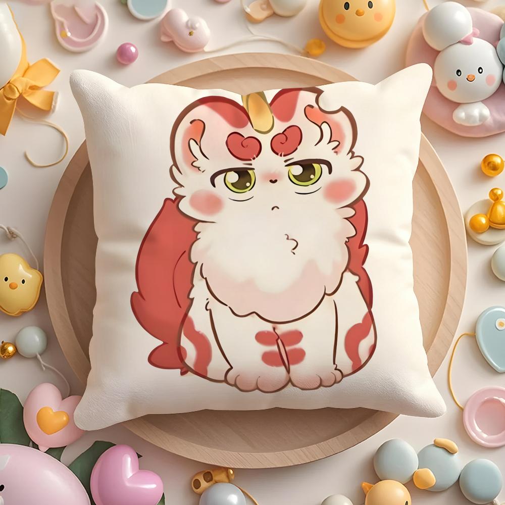 Cute You Shou Yan Cushion Cover Home & Car Multi-Scene Pillow Cover - Reversible, Soft & Durable for Daily Use