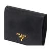 Prada Engraved logo highlights elegant and simple design Saffiano leather wallet women's black