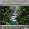 2D Lush Jungle Banner with Tiered Waterfalls Photo Booth Background Cloth