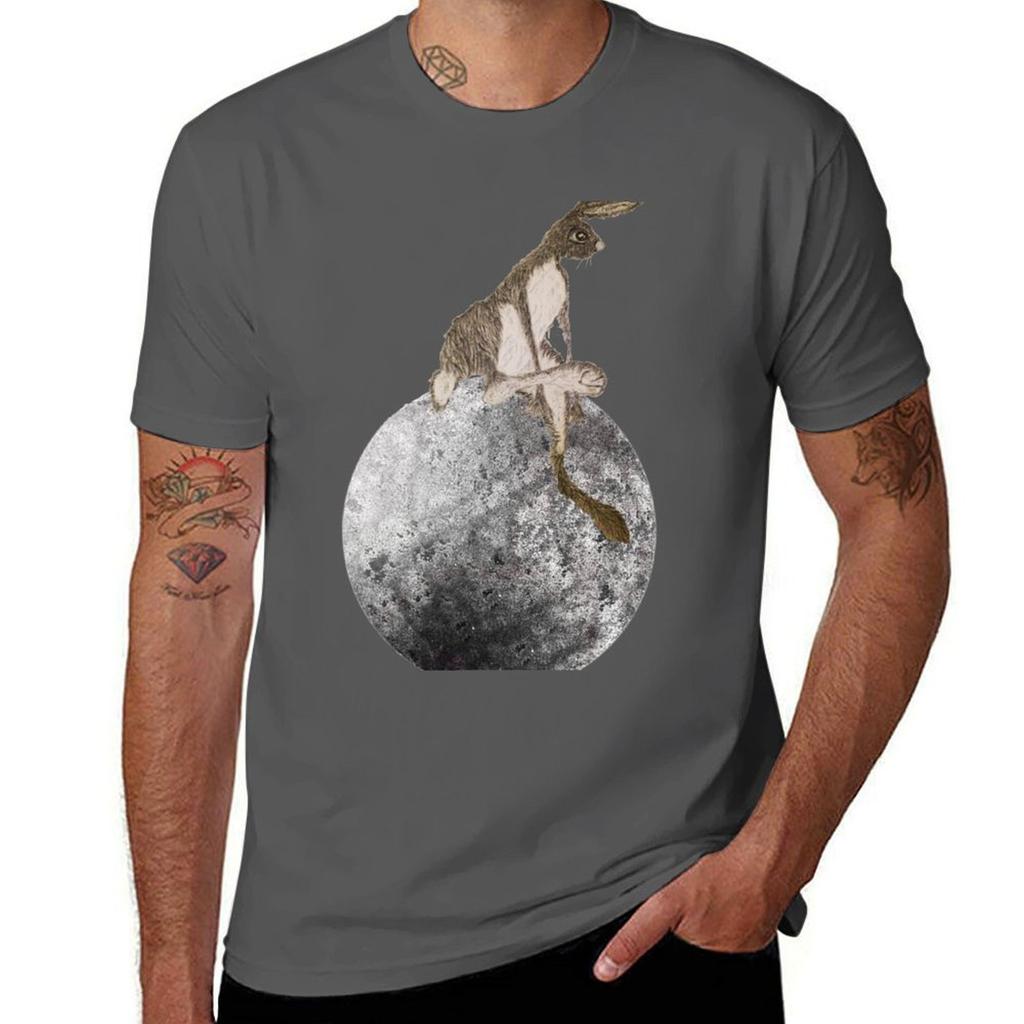 The Hare Jumped Over The Moon Hj01 Tshirt Basic Short Sleeve Cotton Blend Tshirt