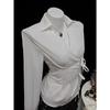 Women's Casual Top, Versatile, Elegant, Waist Cinching Design, Solid Color Women's Shirt