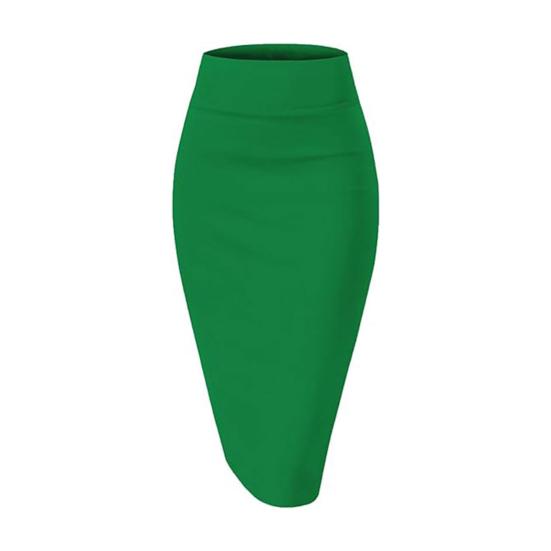 

Юбка с запахом на бедрах, однотонная, с высокой талией, стройнящая, из дышащей ткани, с разрезом спереди, офисная юбка для леди. S зелёный