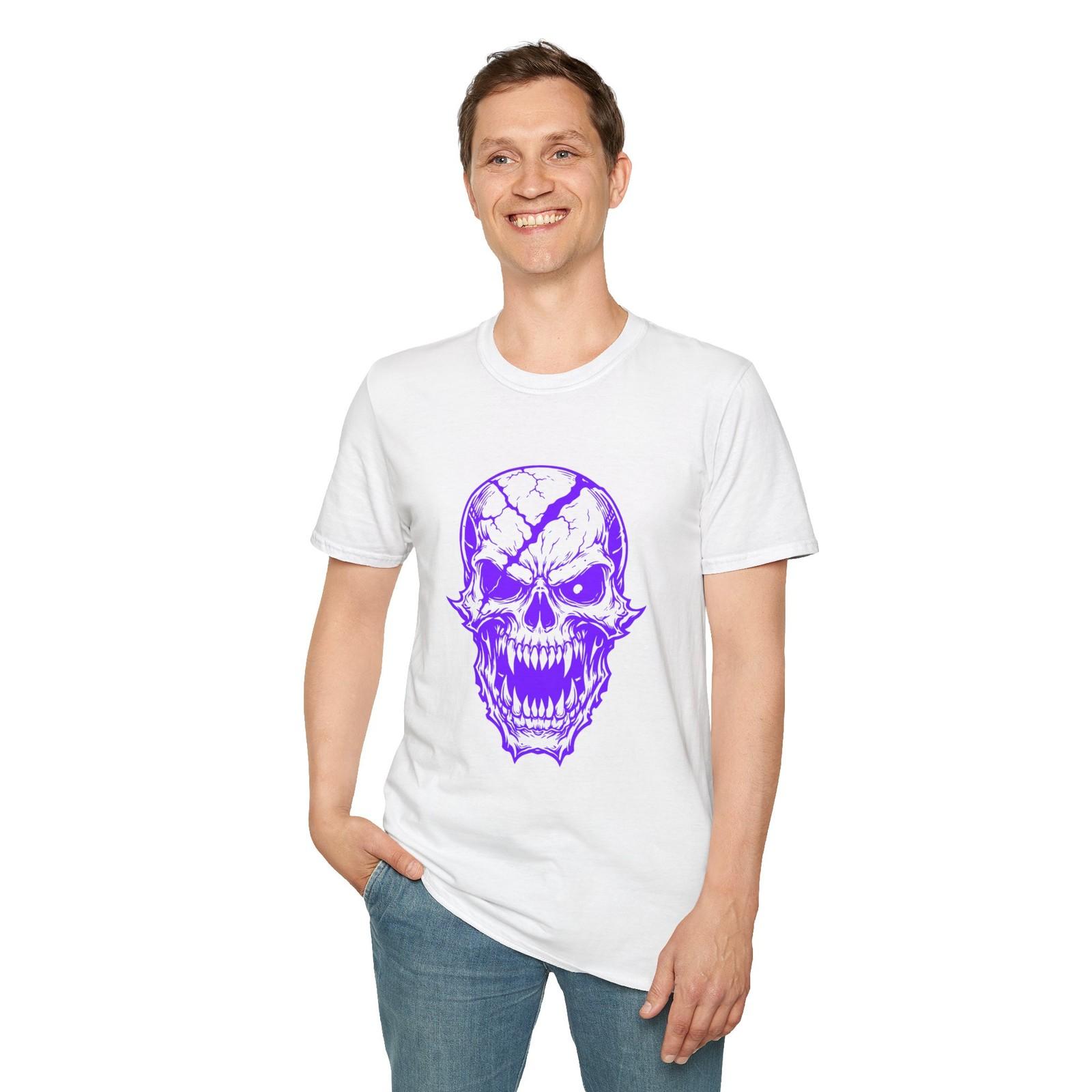 Skull Horror Gothic Undead Monster Dark Fantasy Split Unisex Softstyle T-Shirt S