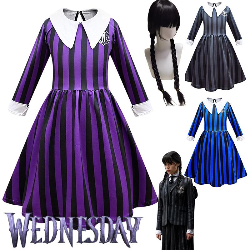 Cosplay Środy Addams Szkolny Mundurek Rodzina Addamsów Sukienka Karnawałowa Impreza