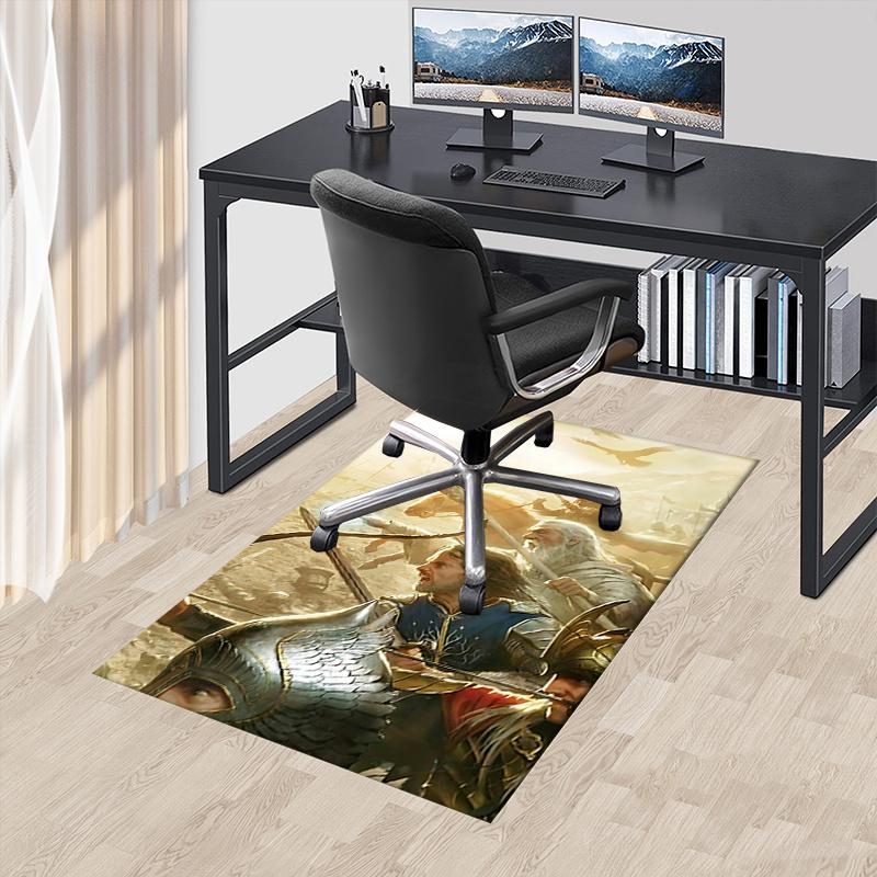 Lord of the Rings Polyester Office Carpet Chair Mats, Home Decor Dormitory Floor Protector with Anti-Skid Backing, Large Area Coverage,Chris 60cm by 90cm