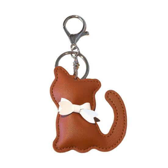 

Keychain Pendant Imitation Leather Simulated Cat Toy Shape Key Chain with Universal Lobster Clasp Bag Hanging Ornament кавовий
