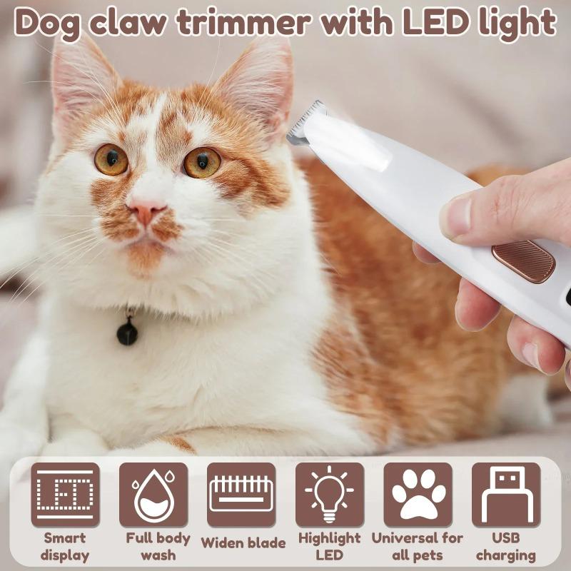 Ny hundepotetrimmer med LED-lys Helt vanntett kjæledyrhårtrimmer med LED-skjerm Hundeklipper for pleie 18 mm utvidet blad