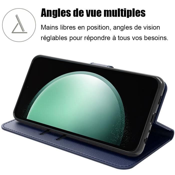 Coque de protection - BOOLING - pour Samsung Galaxy S23 FE - Bleu Marine - Effet cuir - Fentes à cartes