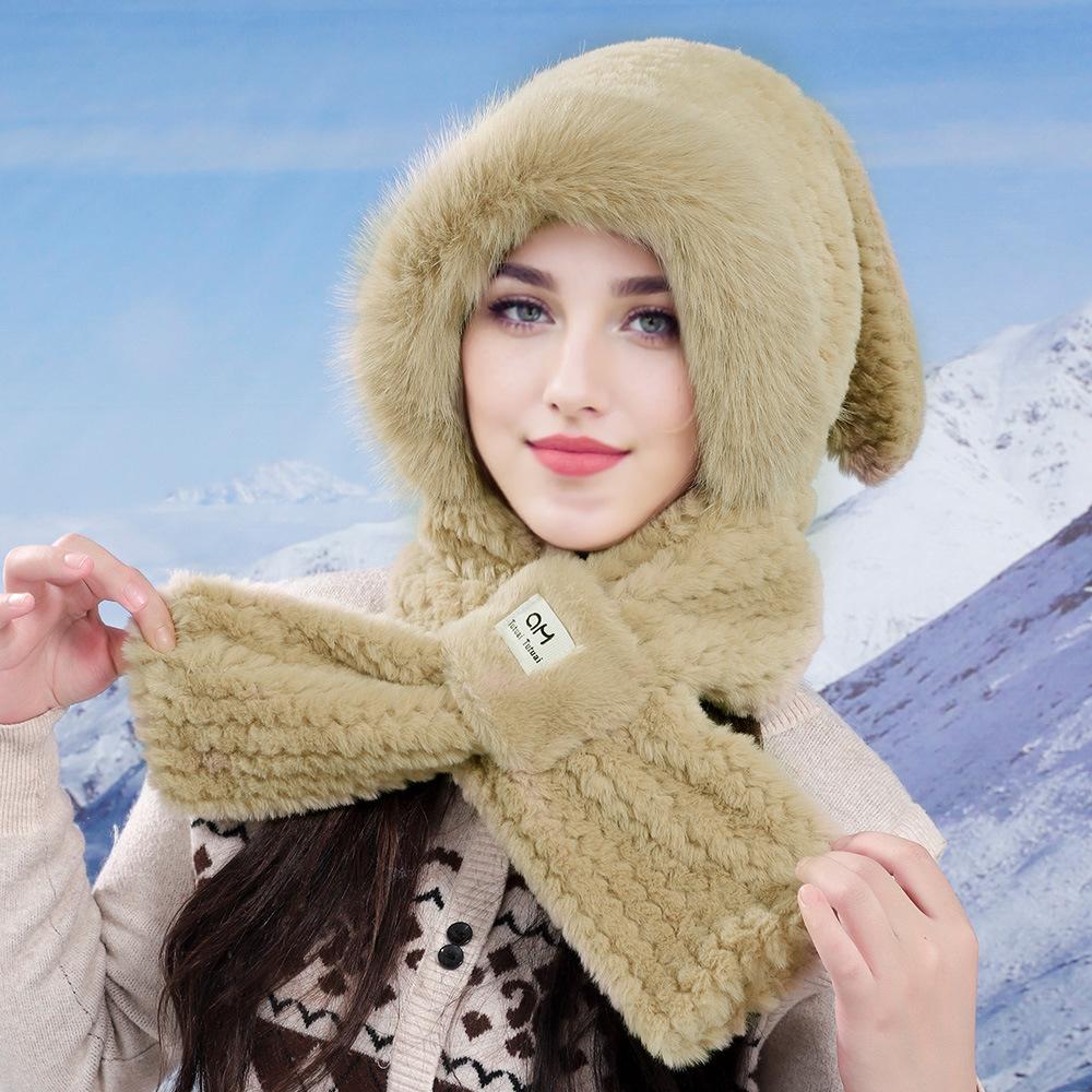 Hat Scarf Plush Hat for Women In Winter New Style Fresh and Sweet Cold Warm Hat Cute Versatile Two Piece Set
