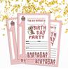 Darling Souvenir Pink Birthday Invitation Card Printable Fill or Write In Blank Invites Party Supplies Pack Of 28 5 X 7