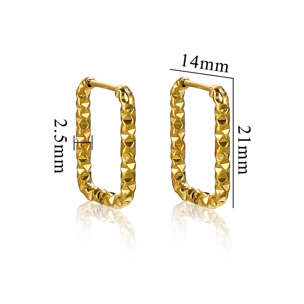 6pcs Stainless Steel Rectangular Textured Earrings Earring Hooks Fittings 18K PVD Gold Plated DIY Jewellery Parts Earrings