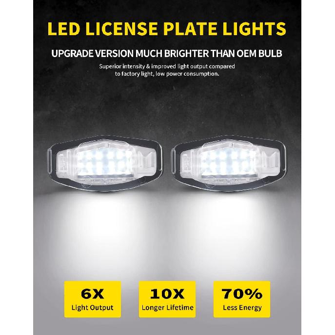 LED License Plate Lights Bright White Tag Lamp Assembly Replacement Compatible With Honda Accord Sedan Odyssey Civic Pilot & Acura MDX TSX TL ILX RDX