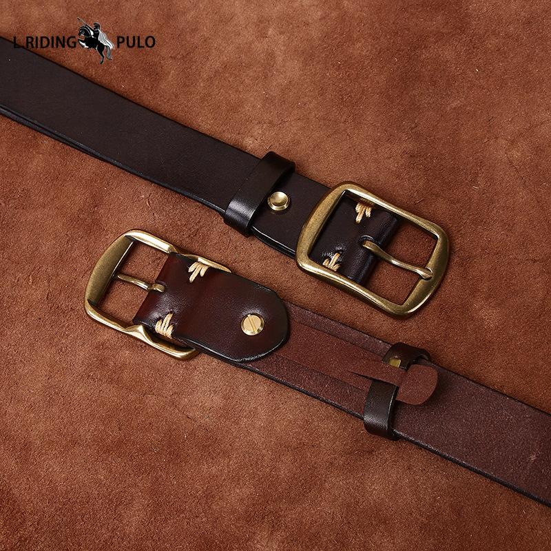 High-end Men's Genuine Leather Belt Men's First-layer Cowhide Versatile Copper Buckle Youth Casual Jeans Belt