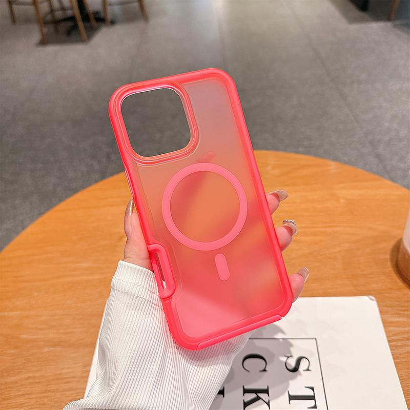 Fashion Armor Magnetic Charging Protect Cover For IPhone 17 Pro Max Air 16 15 14 Plus 13 12 Frosting Clear Anti-Drop Phone Case