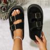 Fur Slippers Women British Style Rome Shoe Comfy Soft Winter Ladies Home Shoe Metal Buckle Casual Slipper Platform Fluffy Slides