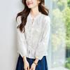 Schwarzer Pilzkragen Weißes Hemd für Damen Langarm Sommer Baumwolle Stickerei Aushöhlen Top für Damen Besticktes Hemd