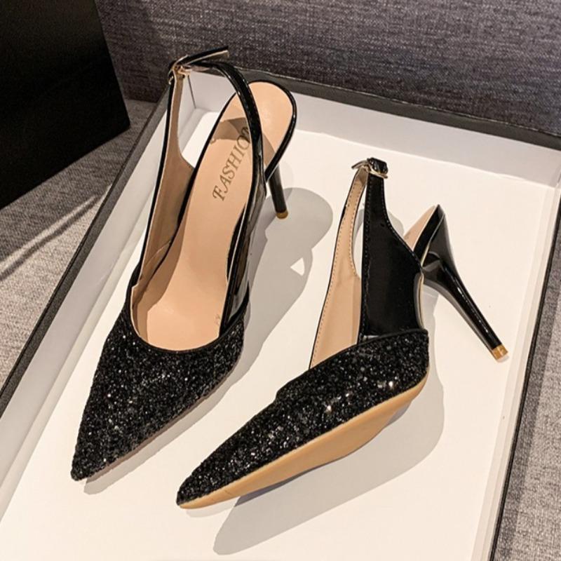 Fashion Bling Fashion High Heels Women Sandals 2025 Summer Pointed Toe Shoes New Elegant Stilettos Slippers Party Dress Pumps Sandalias