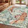Living Room Carpet Non-slip Machine Washable Soft Comfortable Faux Cashmere Washed Floor Mat Retro Bohemian Tiger Pattern Rug