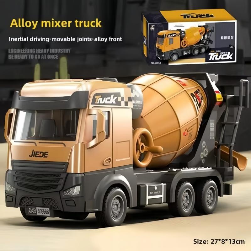 Children Alloy Engineering Vehicle Model Inertia Mixer Dump Truck Rescue Truck Construction Car Toy Christmas Gift for Kids Boys Mixer Truck
