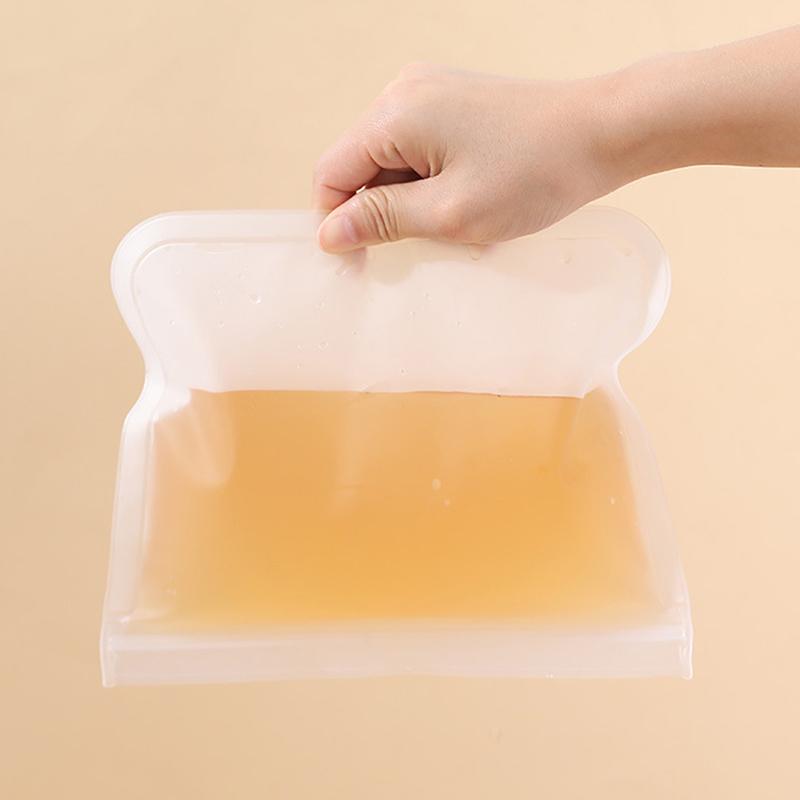 5Pcs Silicone Food Storage Containers Leakproof Stand Up Zip Shut Reusable Rolls Fresh-Keeping Food For Meat Fruits Vegetables