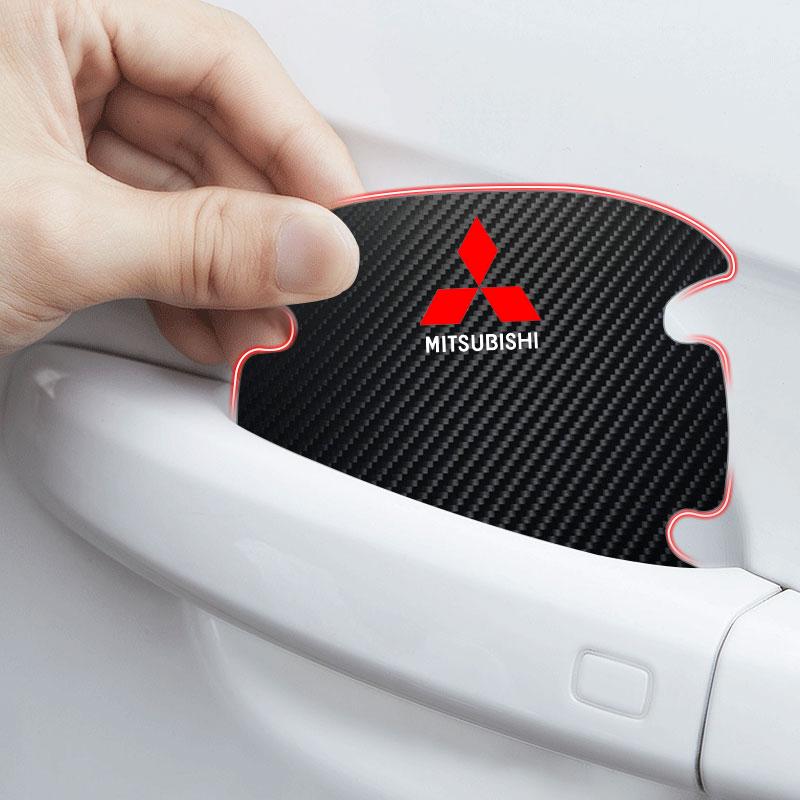 4PCS Car Door Handle Protection Sticker Emblem Car Styling For Mitsubishi Asx Lancer Outlander Pajero Ralliart Accessories