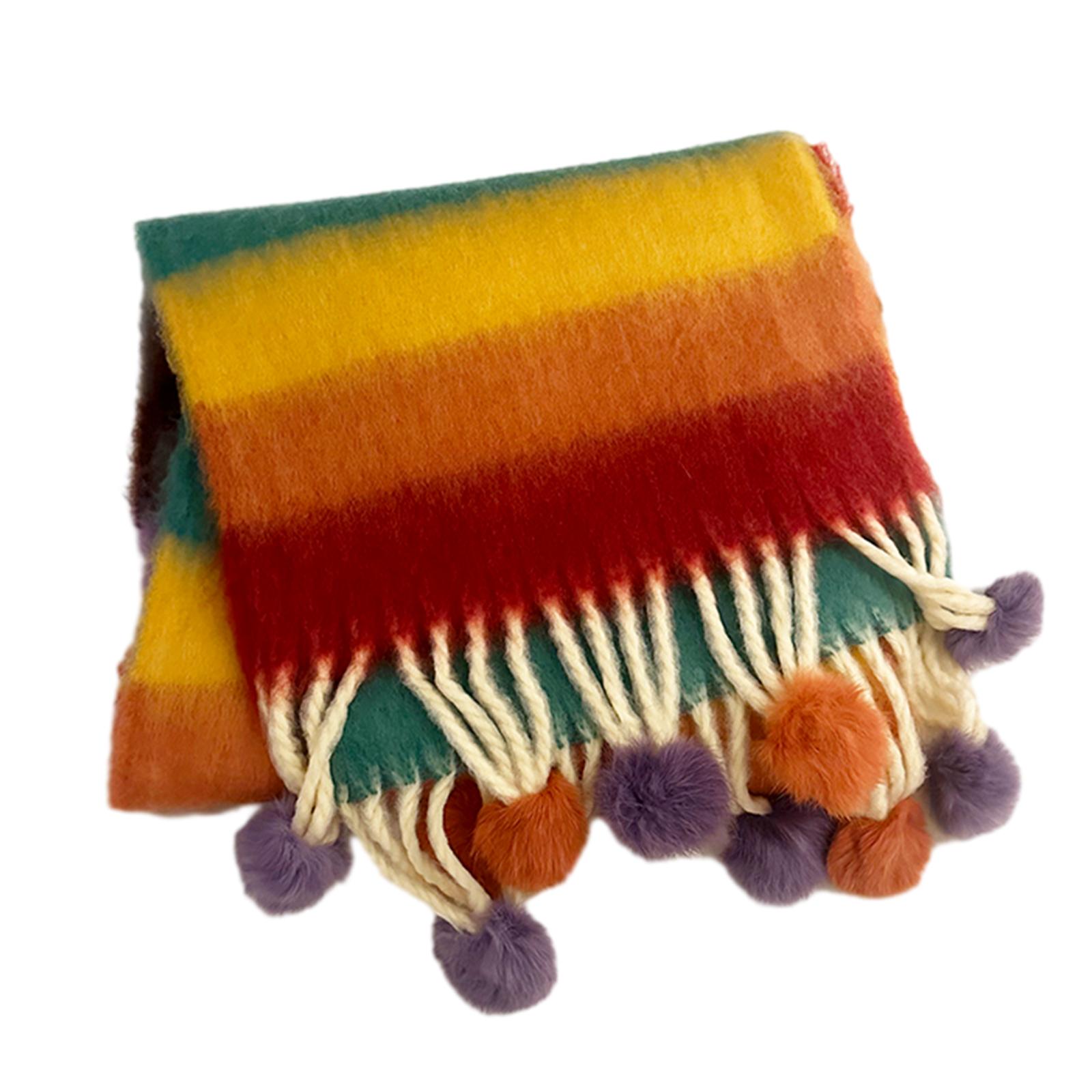 

Кисточки Радужный Шарф Теплая Шаль Кашемировый Длинный Шарф Девочки Зимняя Шаль Обмотка для Шеи Шарф Погода Холодная Шарфы для Шеи 8