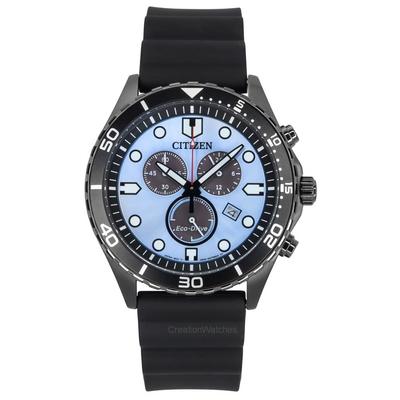 Eco-Drive Chronograph Polyurethane Strap Blue Dial AT2567-18L 100M Men's Watch