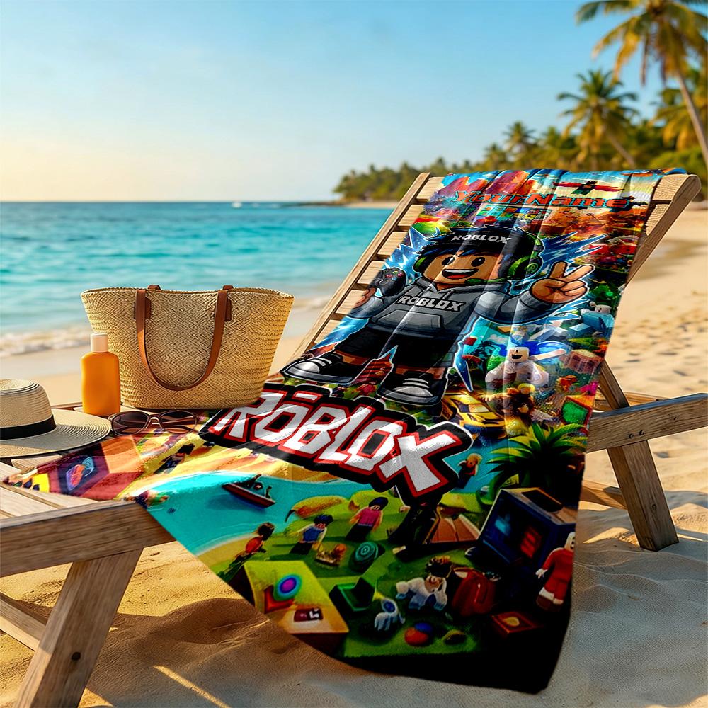 Roblox Customized Name Beach Towel Super Soft & Absorbent Suitable for Swimming Gym Camping Yoga Vacation
