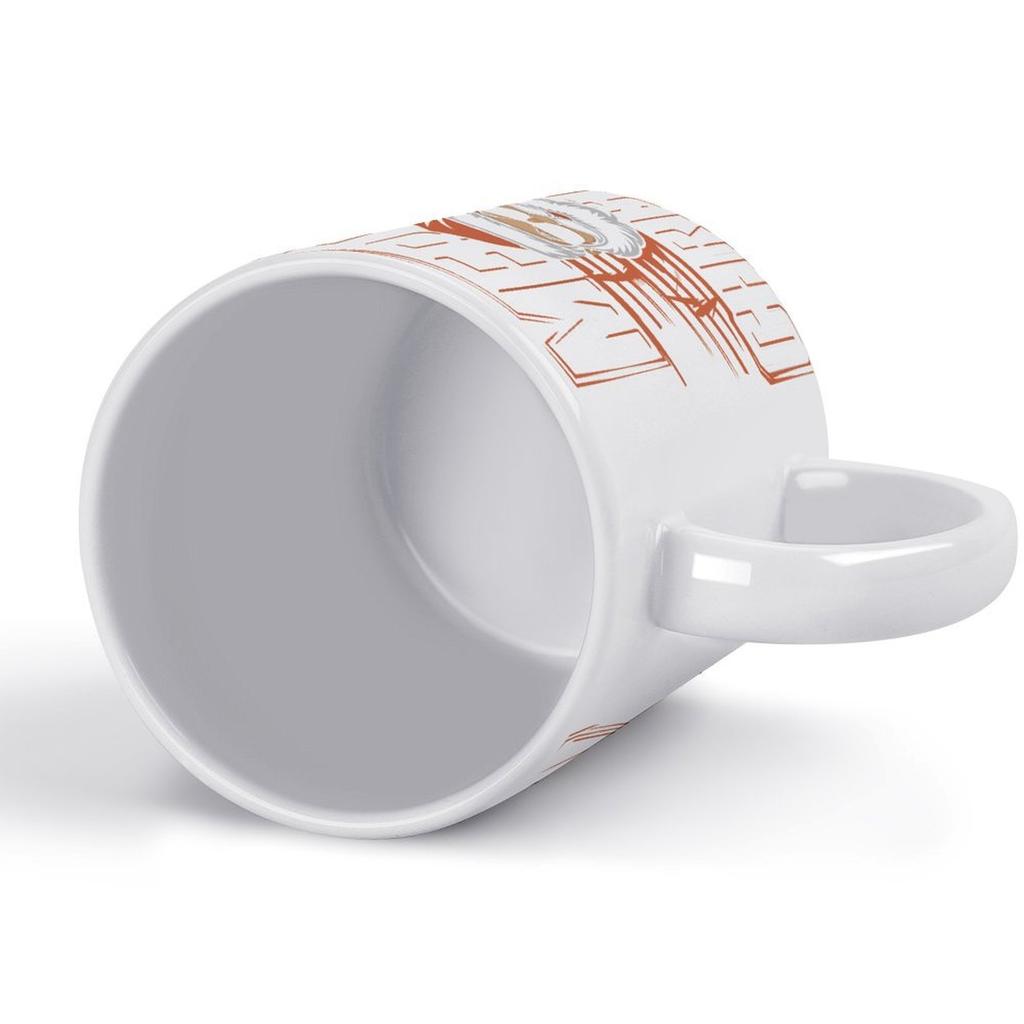 11oz White Ceramic Coffee Mug with Printed Sides and Heat-Resistant Surface, Great for Daily Hot Tea, Milk, Cocoa and Beverage Breaks