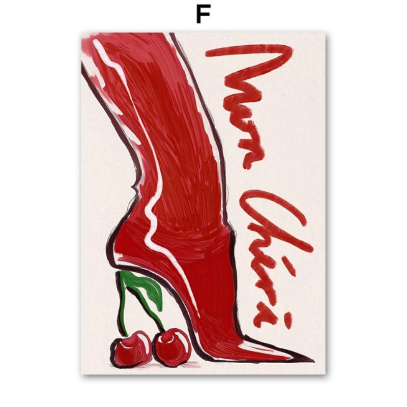 Schwarzes Mädchen Mit Roten Lippen High Heels Blumen Wandkunst Leinwandbild Abstrakte Poster Und Drucke Bilder Für Wohnzimmer Dekor