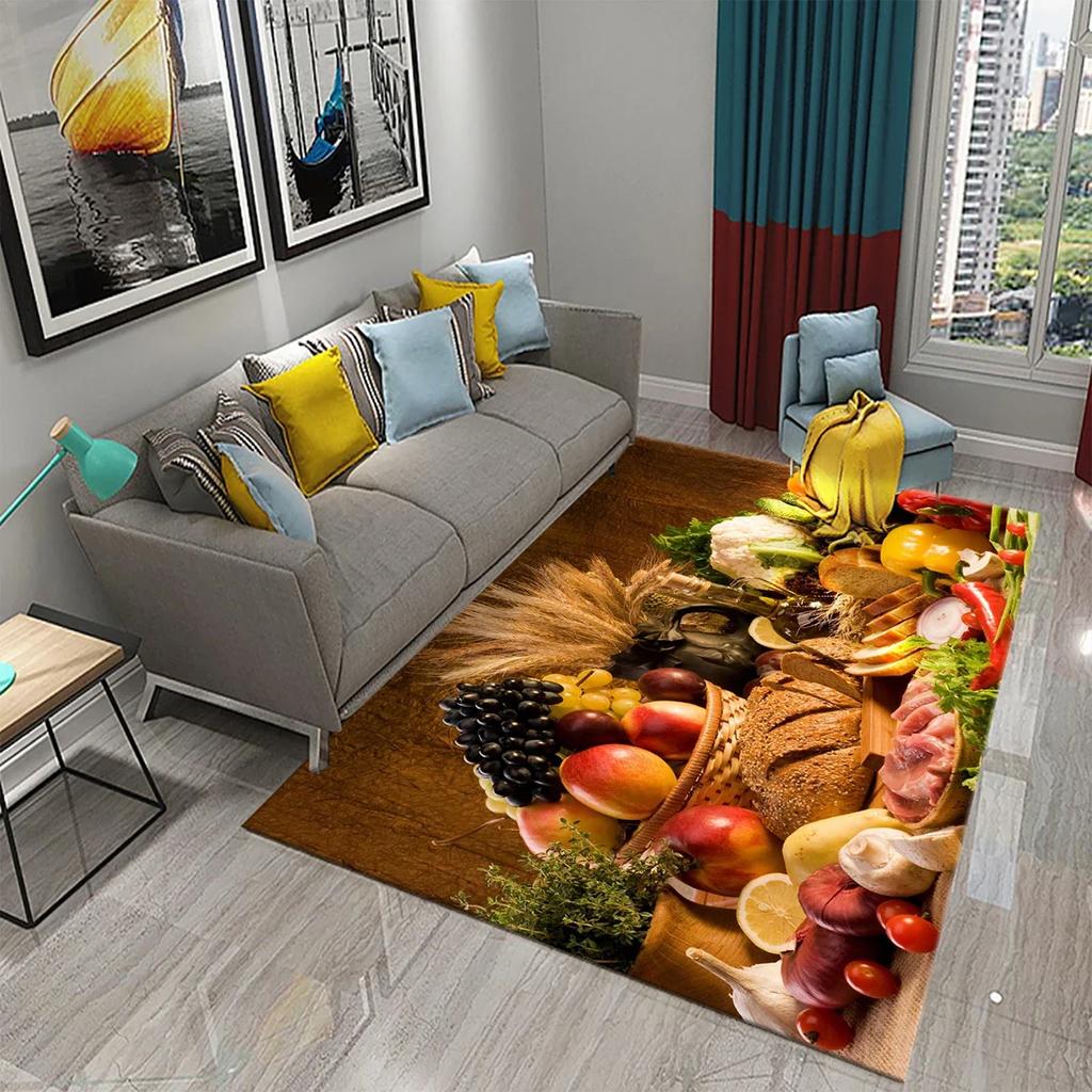 Vegetable Food Theme Carpet Doormat for Bedroom Kitchen Home Floor Decor Living Room Carpet Hallway Bathroom Anti-slip Area Rug