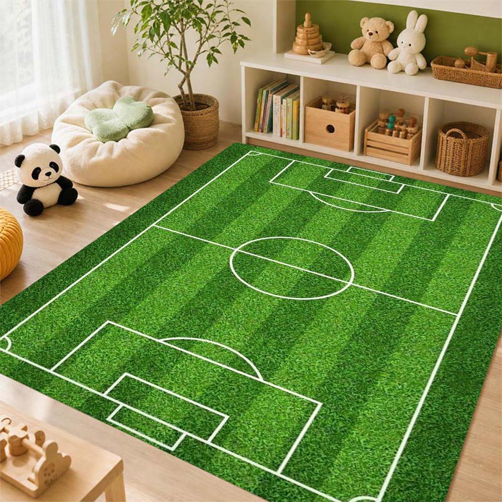 Green Soccer Field Indoor Rug Soft Nonslip Carpet For Living Room Play Area Hallway Home Party Decor Valentine'S Day Gift