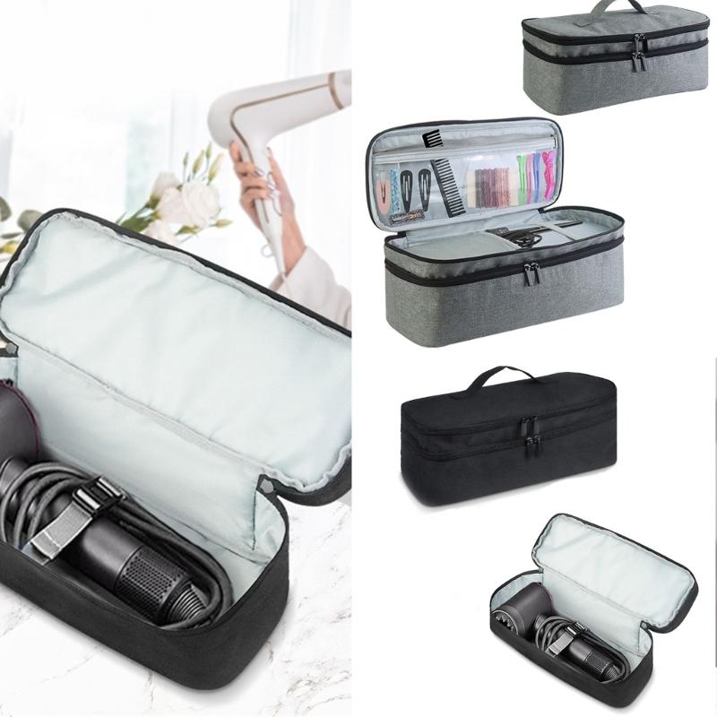 Double-layer Hair Dryer Carrying Case Portable Travel Storage Bag Universal Zipper Organizer Bag for Hair Curler Tools