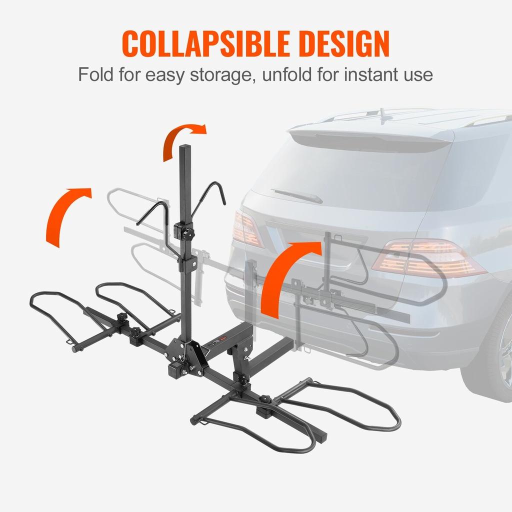 Hitch Mount Bike Rack, 2-Bike Platform Style, 160 LBS Max Capacity Bike Rack Hitch for 2-inch Receiver, Titling and Folding Bike Carrier with Tires Up